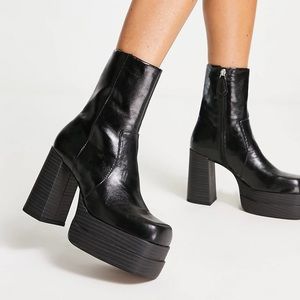 ASOS Black High Heeled Platform Boots